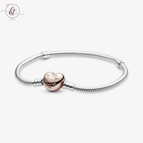 Pandora Moments Rose Gold-Plated Bracelet with Round Heart Clasp
