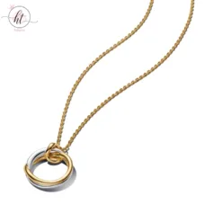 Two-Tone Round Pendant Necklace in Silver & 14k Gold Plating